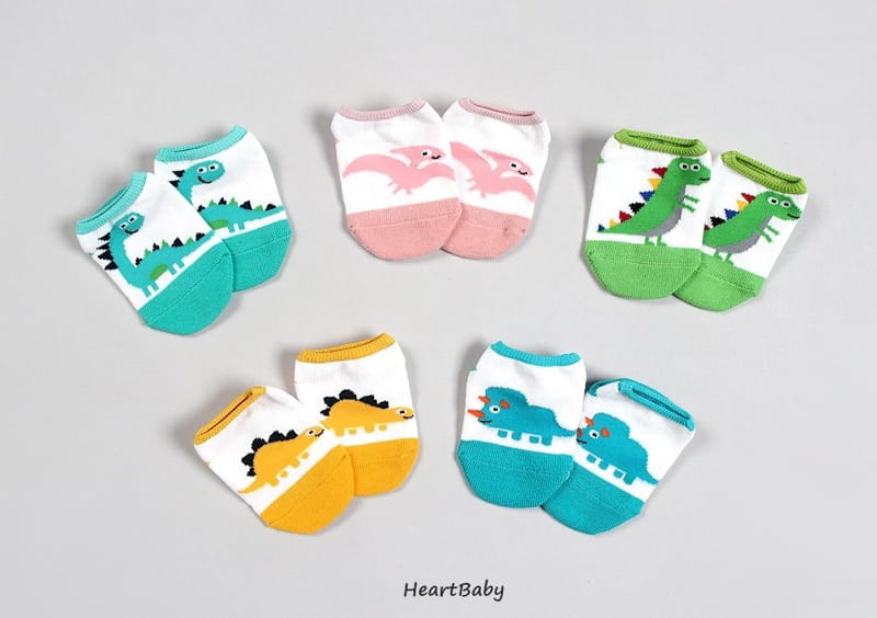 Heart Baby - Korean Children Fashion - #designkidswear - Dino Socks Set - 2