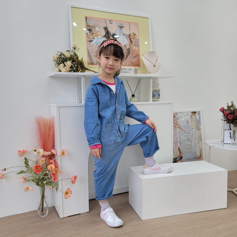 Heart Baby - Korean Children Fashion - #discoveringself - Denim Pocket Jumpsuit - 4