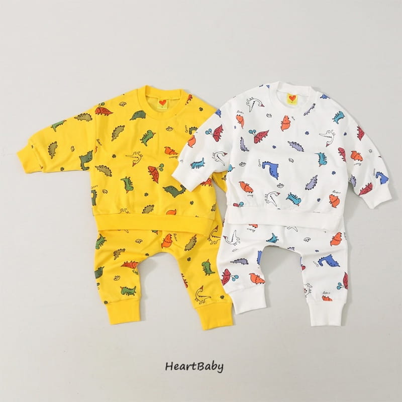 Heart Baby - Korean Children Fashion - #fashionkids - Dino Top Bottom Set - 12