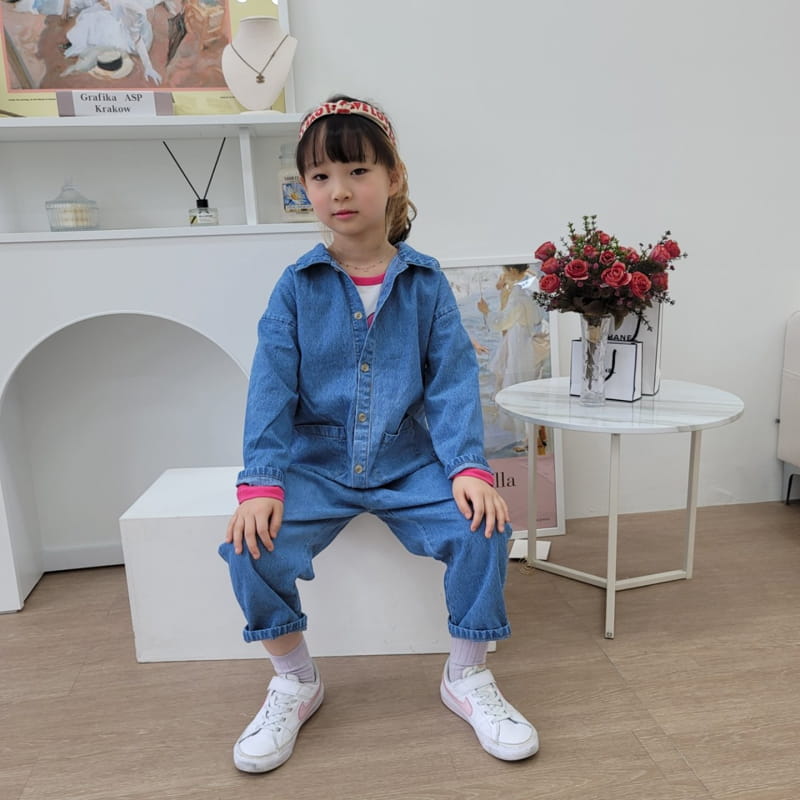 Heart Baby - Korean Children Fashion - #kidsshorts - Denim Pocket Jumpsuit - 5