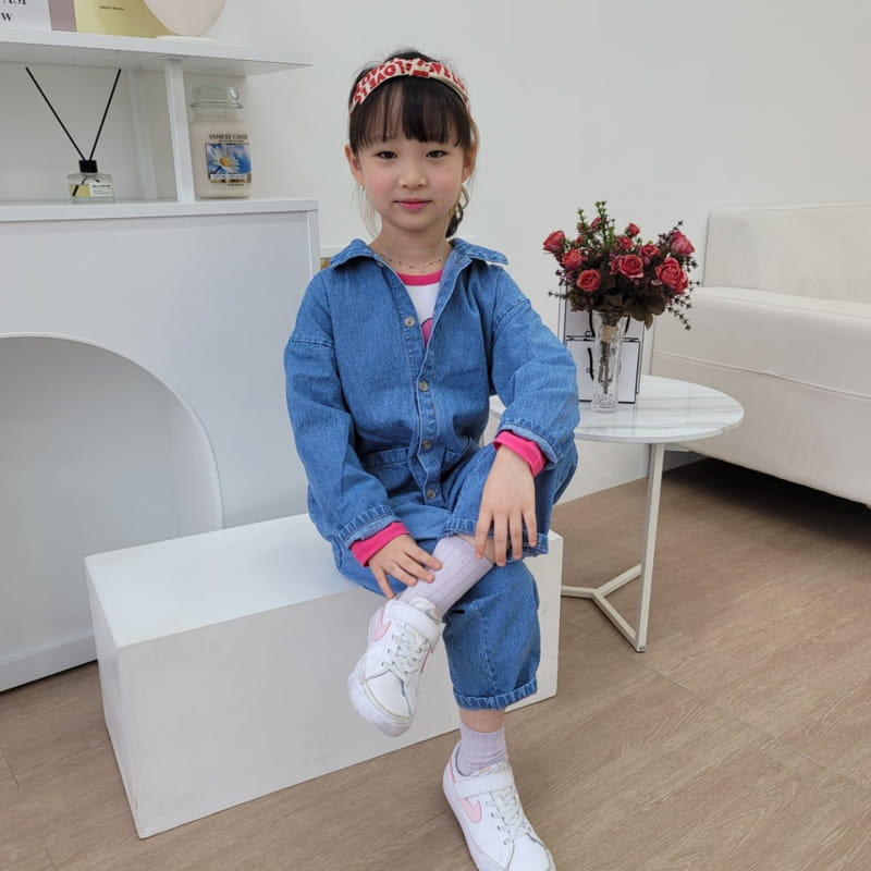 Heart Baby - Korean Children Fashion - #kidsstore - Denim Pocket Jumpsuit - 6