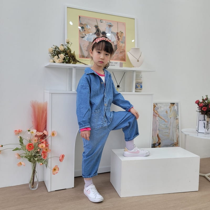 Heart Baby - Korean Children Fashion - #kidzfashiontrend - Denim Pocket Jumpsuit - 7