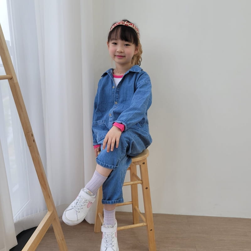 Heart Baby - Korean Children Fashion - #littlefashionista - Denim Pocket Jumpsuit - 9