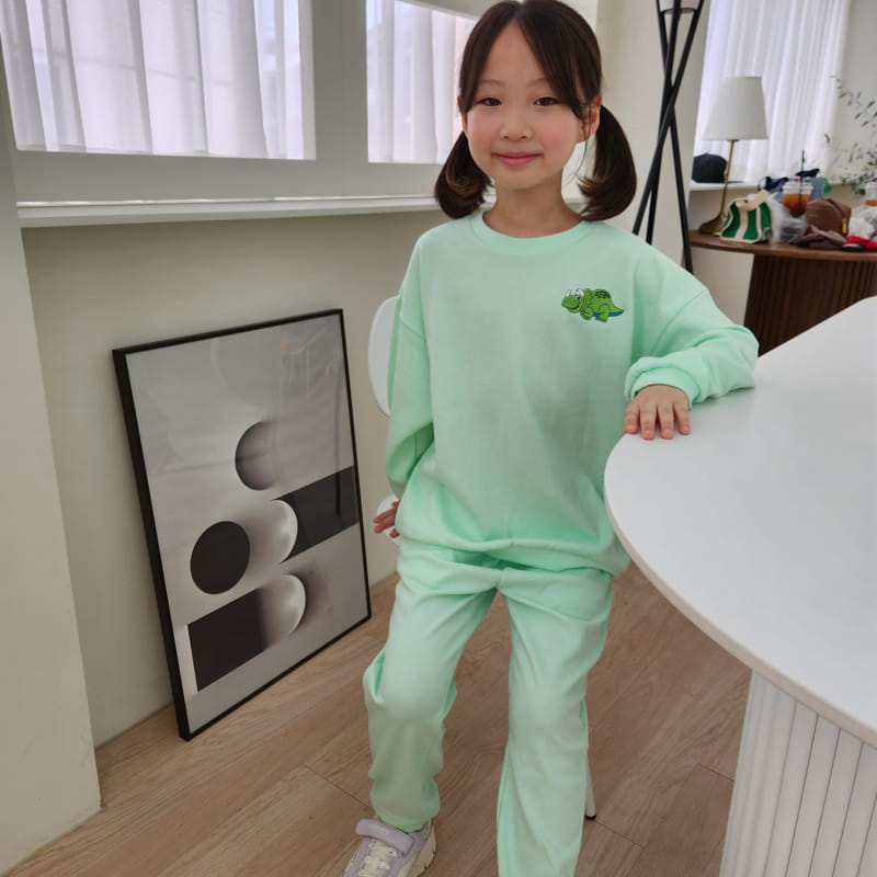 Heart Baby - Korean Children Fashion - #todddlerfashion - Dino Embrodiery Top Bottom Set - 9