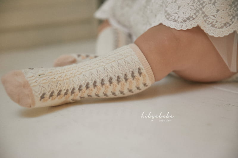 Hi Byebebe - Korean Baby Fashion - #onlinebabyshop - Vintage Flo Knee Socks - 9