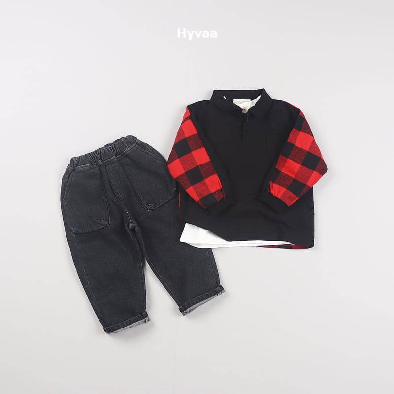 Hyvaa - Korean Children Fashion - #designkidswear - Half Check Tee - 12