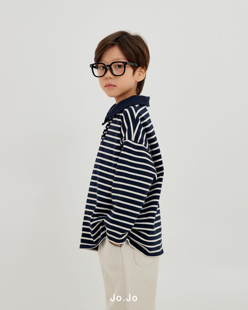 Jo Jo - Korean Children Fashion - #childofig - Stripes Collar Tee - 2