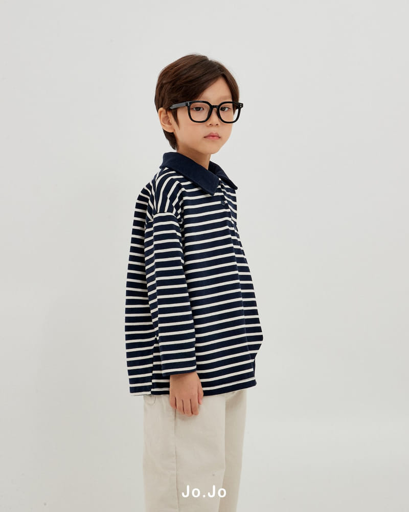 Jo Jo - Korean Children Fashion - #childrensboutique - Stripes Collar Tee - 3
