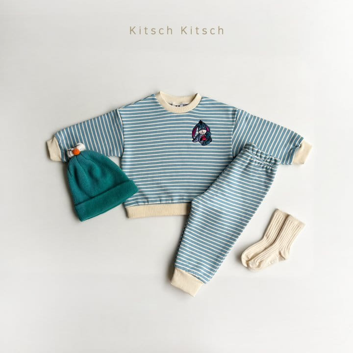 Kitsch Kitsch - Korean Children Fashion - #Kfashion4kids - D Totom Stripes Top Bottom Set - 3