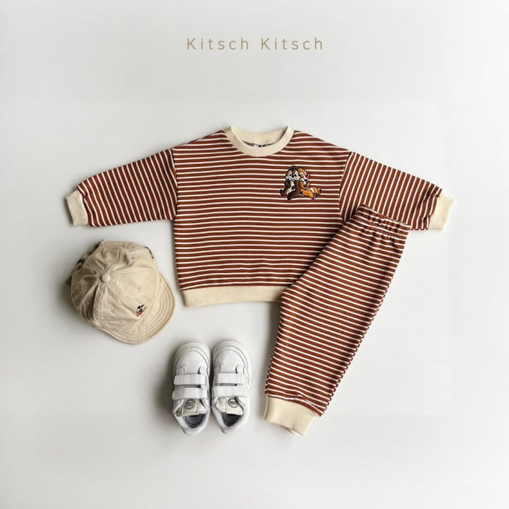 Kitsch Kitsch - Korean Children Fashion - #Kfashion4kids - D Totom Stripes Top Bottom Set - 4