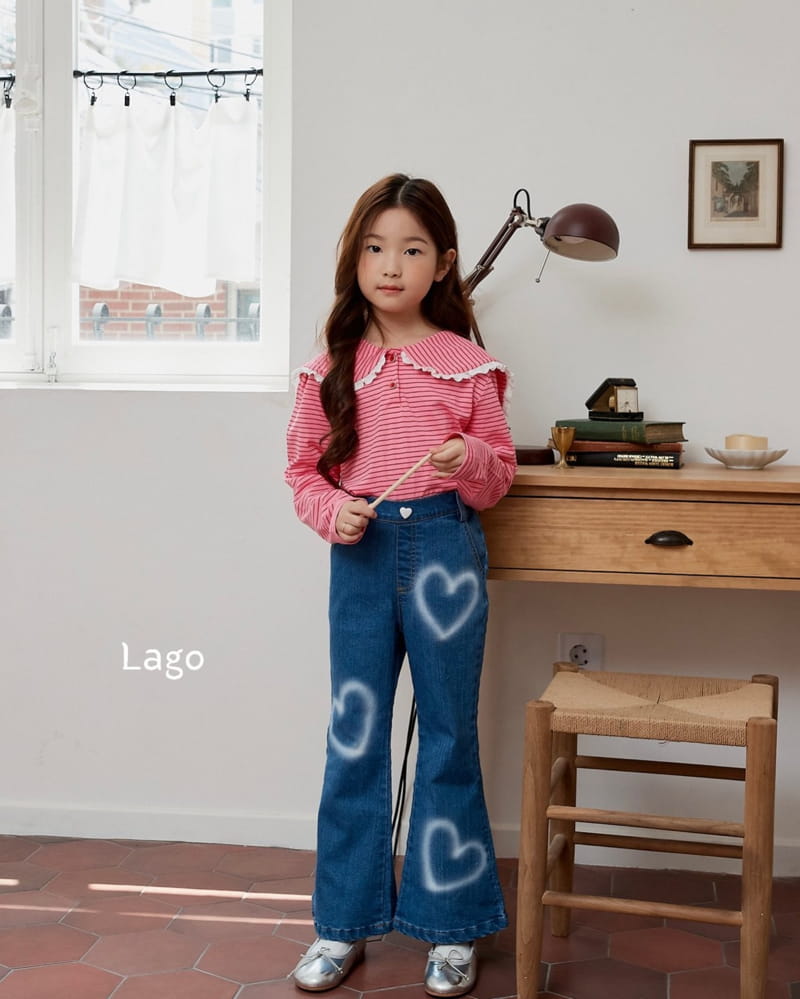 Lago - Korean Children Fashion - #kidsshorts - Heart Paint Jeans - 3