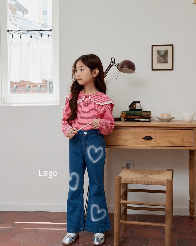 Lago - Korean Children Fashion - #kidsshorts - Heart Paint Jeans - 4