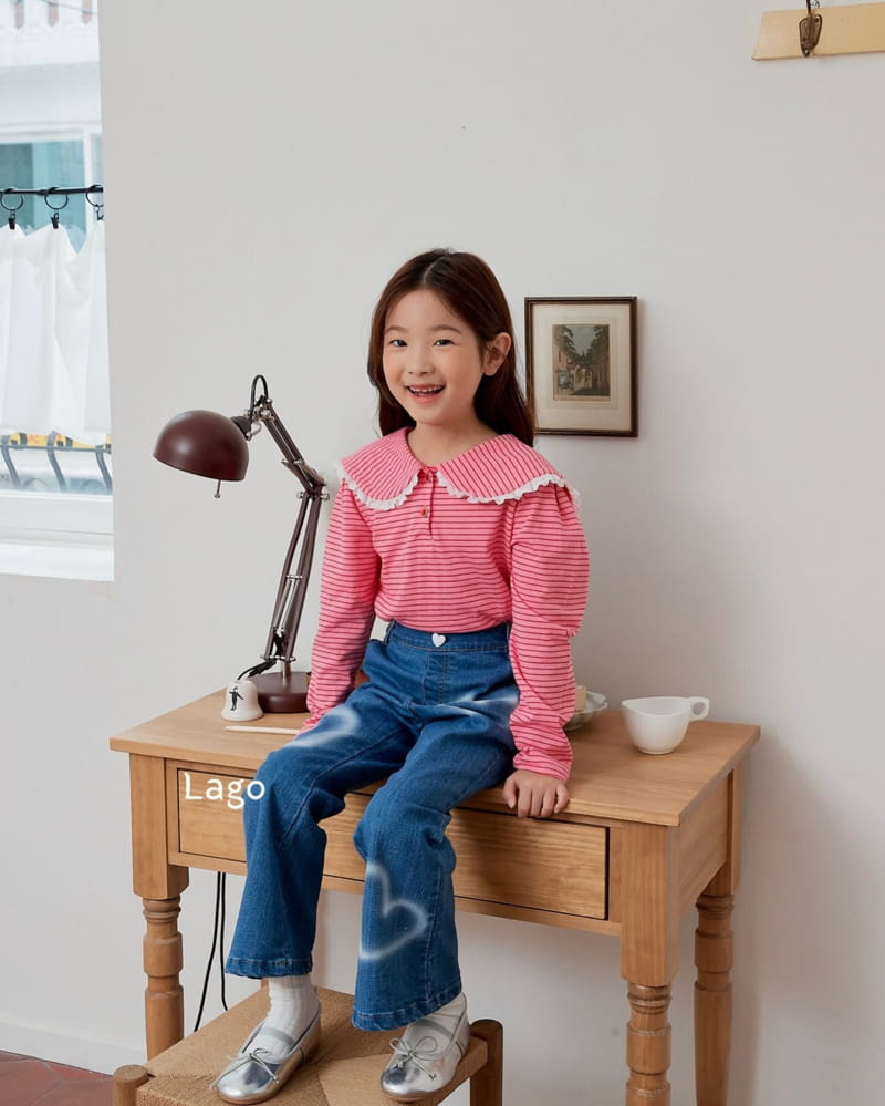 Lago - Korean Children Fashion - #littlefashionista - Heart Paint Jeans - 7