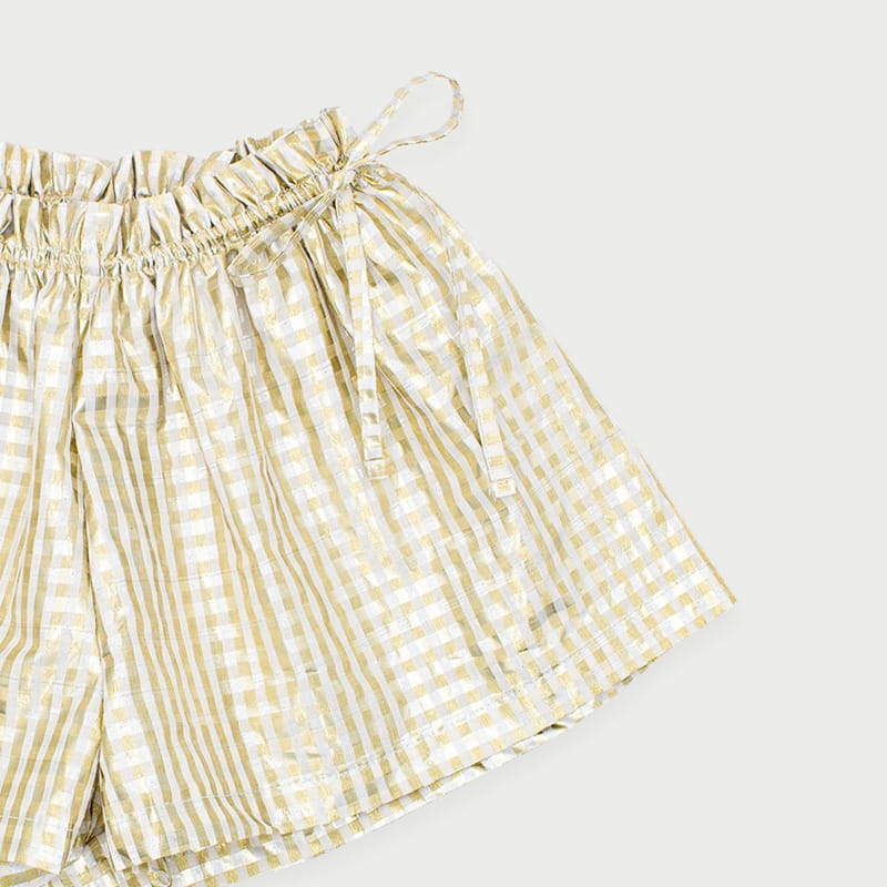 Le Bev - Korean Children Fashion - #littlefashionista - Gold Check Pants - 4