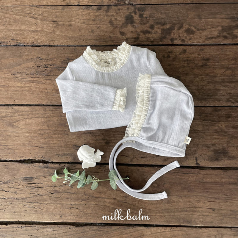 Milk Balm - Korean Baby Fashion - #onlinebabyshop - Loady Eyelet Bodysuit with Bonnet - 5