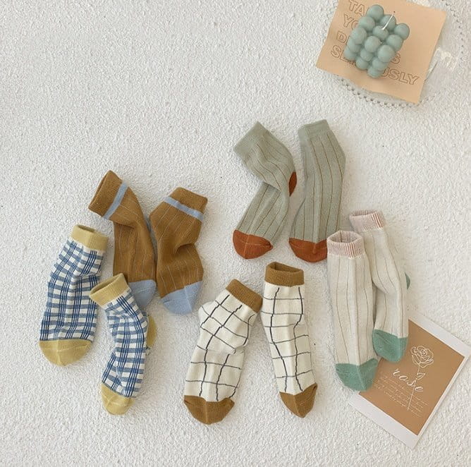 Miso - Korean Children Fashion - #childofig - Check Together Socks - 7