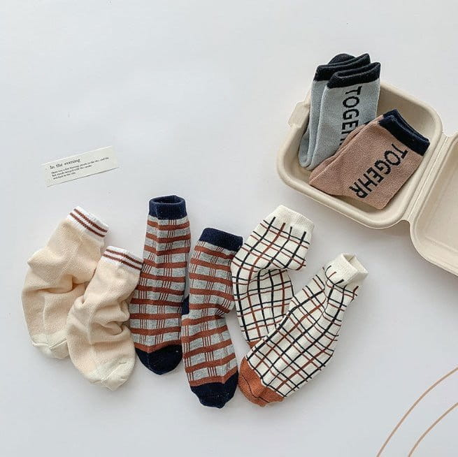 Miso - Korean Children Fashion - #fashionkids - Check Together Socks - 11