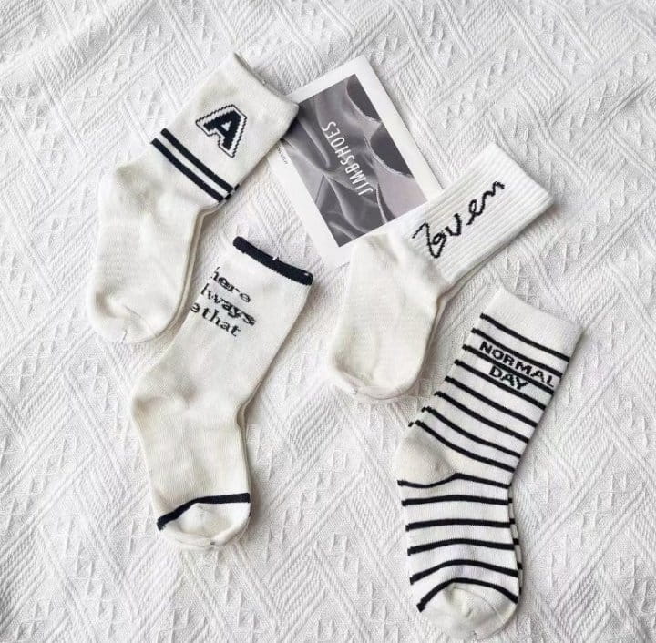 Miso - Korean Children Fashion - #kidsshorts - Lettering Socks - 3