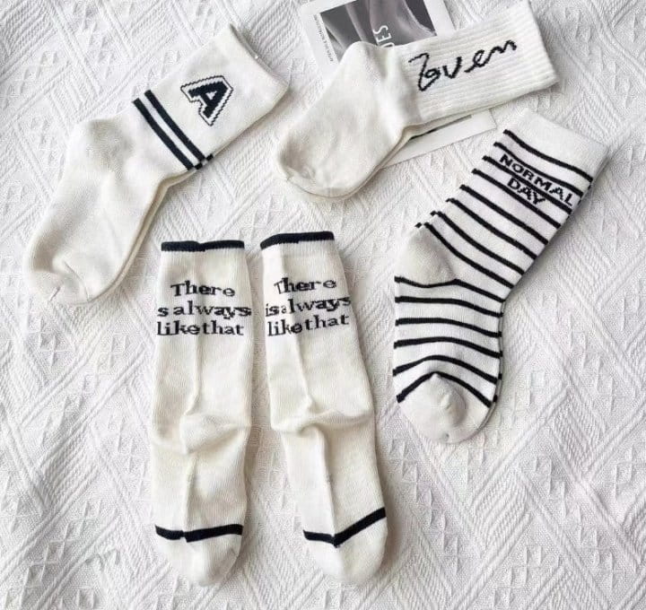 Miso - Korean Children Fashion - #kidsshorts - Lettering Socks - 4