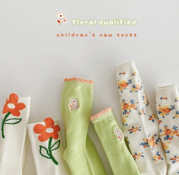 Miso - Korean Children Fashion - #littlefashionista - Floral Socks - 11