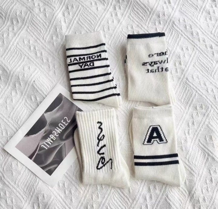 Miso - Korean Children Fashion - #littlefashionista - Lettering Socks - 7