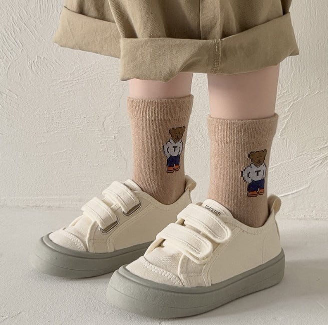 Miso - Korean Children Fashion - #minifashionista - Bear Stripes Socks - 3