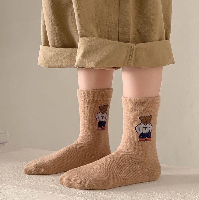 Miso - Korean Children Fashion - #minifashionista - Bear Stripes Socks - 4