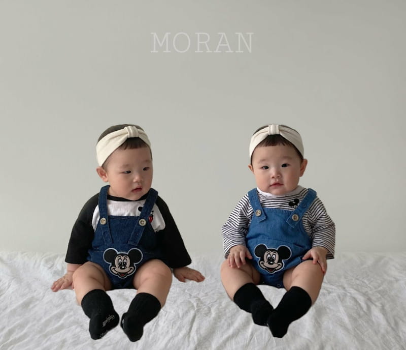 Moran - Korean Baby Fashion - #babyclothing - M Denim Dungarees Bodysuit