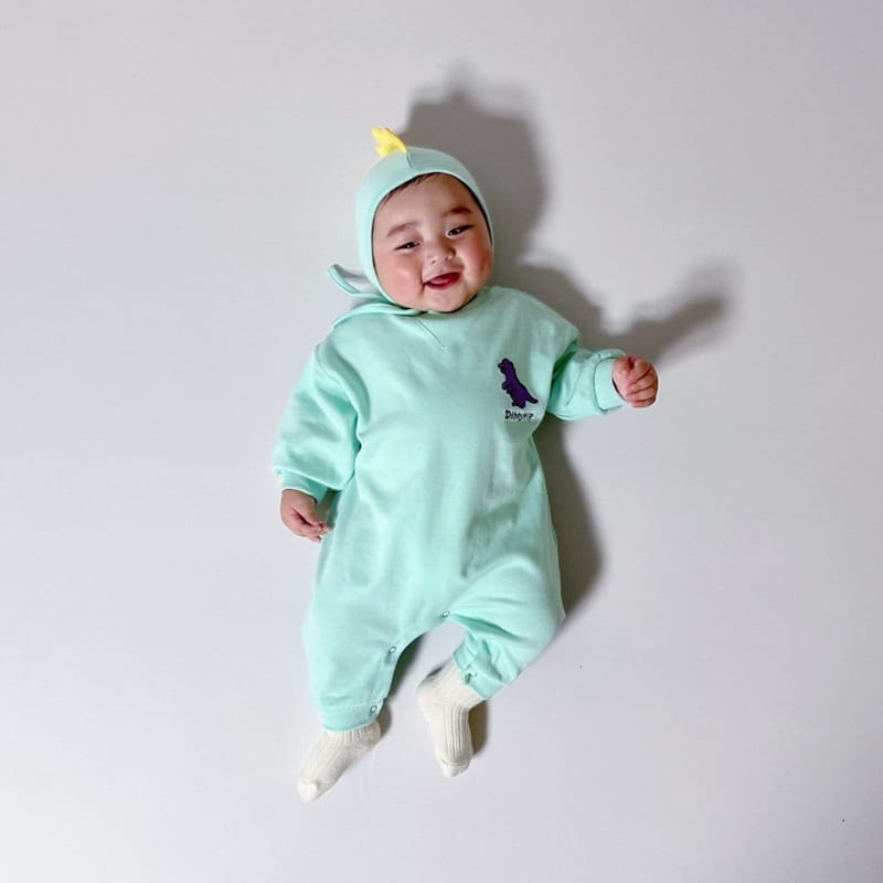 Moran - Korean Baby Fashion - #babyfashion - Dino Bodysuit with Bonnet