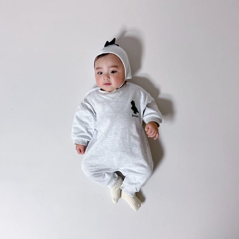 Moran - Korean Baby Fashion - #babygirlfashion - Dino Bodysuit with Bonnet - 3