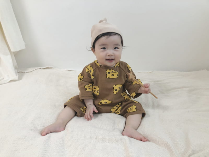 Moran - Korean Baby Fashion - #babyootd - Cheese Bodysuit with Bonnet - 5