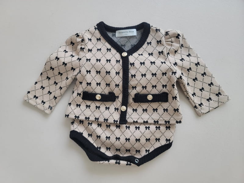 Moran - Korean Baby Fashion - #babyoninstagram - Ribbon Cardigan Set - 4