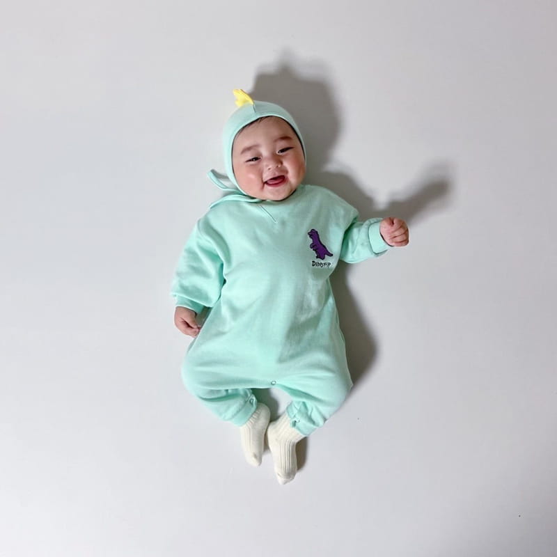 Moran - Korean Baby Fashion - #babyootd - Dino Bodysuit with Bonnet - 6