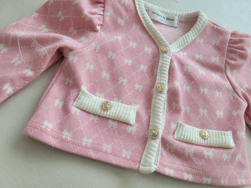 Moran - Korean Baby Fashion - #babyoutfit - Ribbon Cardigan Set - 6