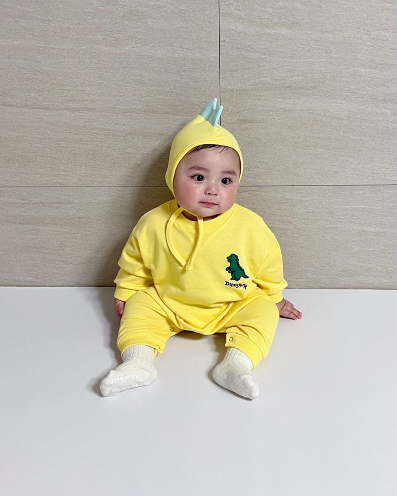 Moran - Korean Baby Fashion - #babyoutfit - Dino Bodysuit with Bonnet - 7