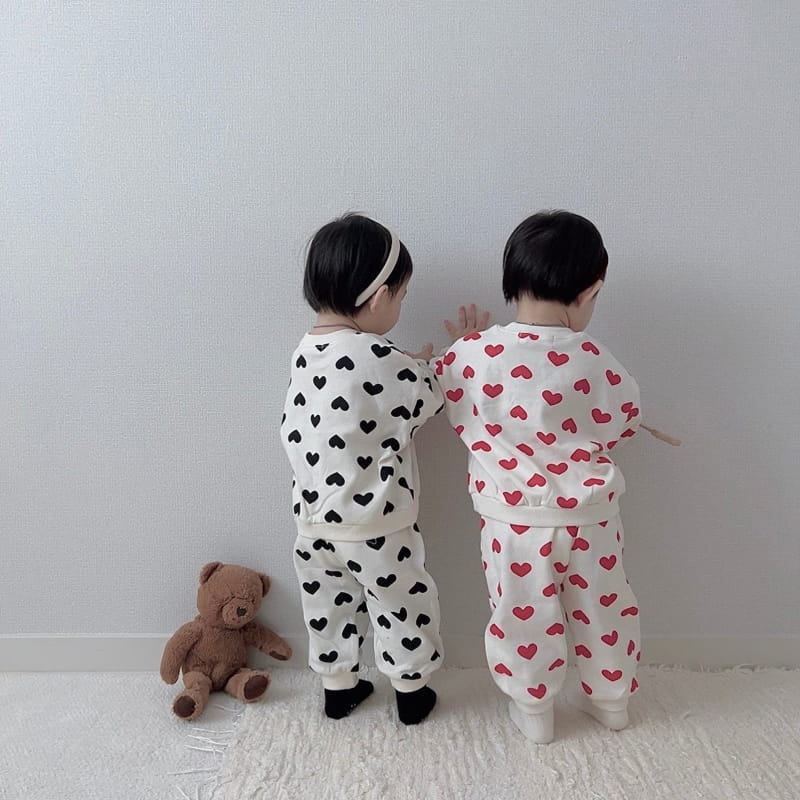 Moran - Korean Children Fashion - #childrensboutique - Heart Candy TOP Bottom Set - 5