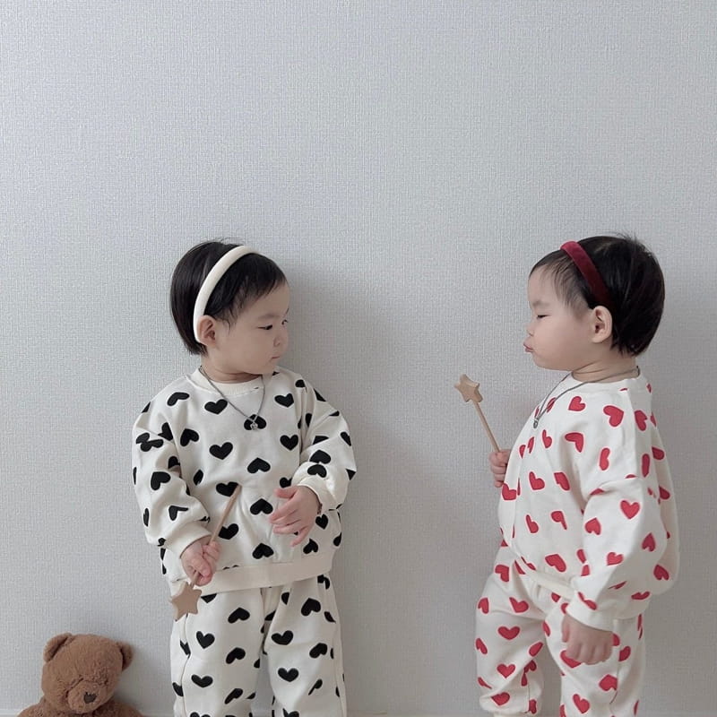 Moran - Korean Children Fashion - #designkidswear - Heart Candy TOP Bottom Set - 6