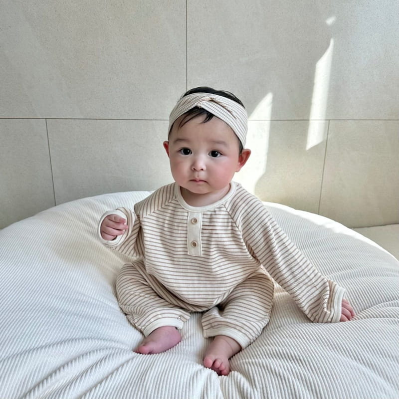 Moran - Korean Children Fashion - #designkidswear - Button Bodysuit with Hairband - 5