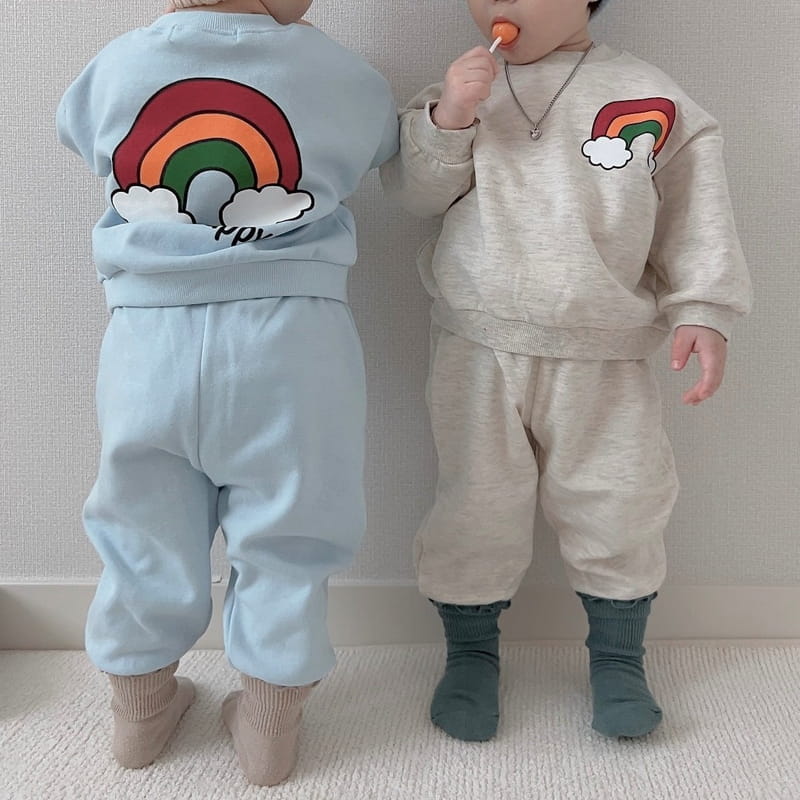 Moran - Korean Children Fashion - #discoveringself - Rainbow Top Bottom Set - 2