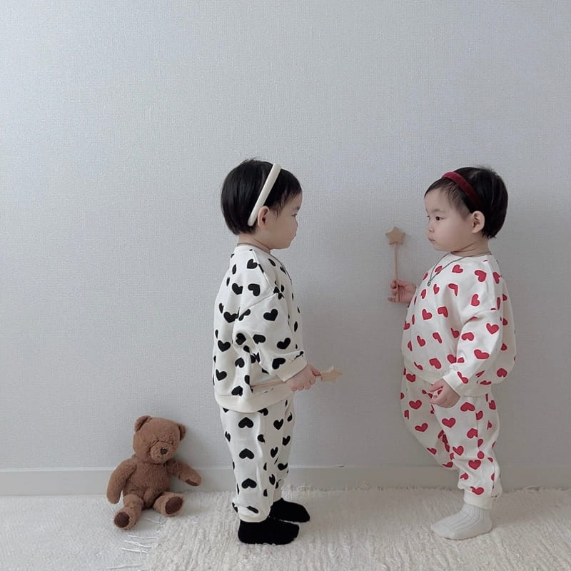 Moran - Korean Children Fashion - #discoveringself - Heart Candy TOP Bottom Set - 7