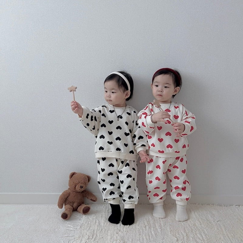 Moran - Korean Children Fashion - #fashionkids - Heart Candy TOP Bottom Set - 8