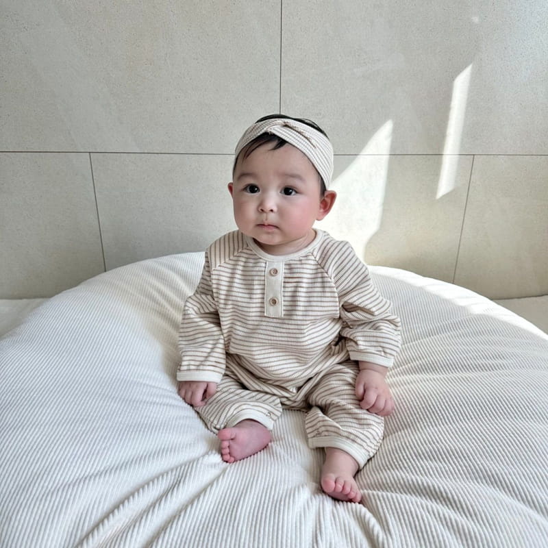 Moran - Korean Children Fashion - #fashionkids - Button Bodysuit with Hairband - 7