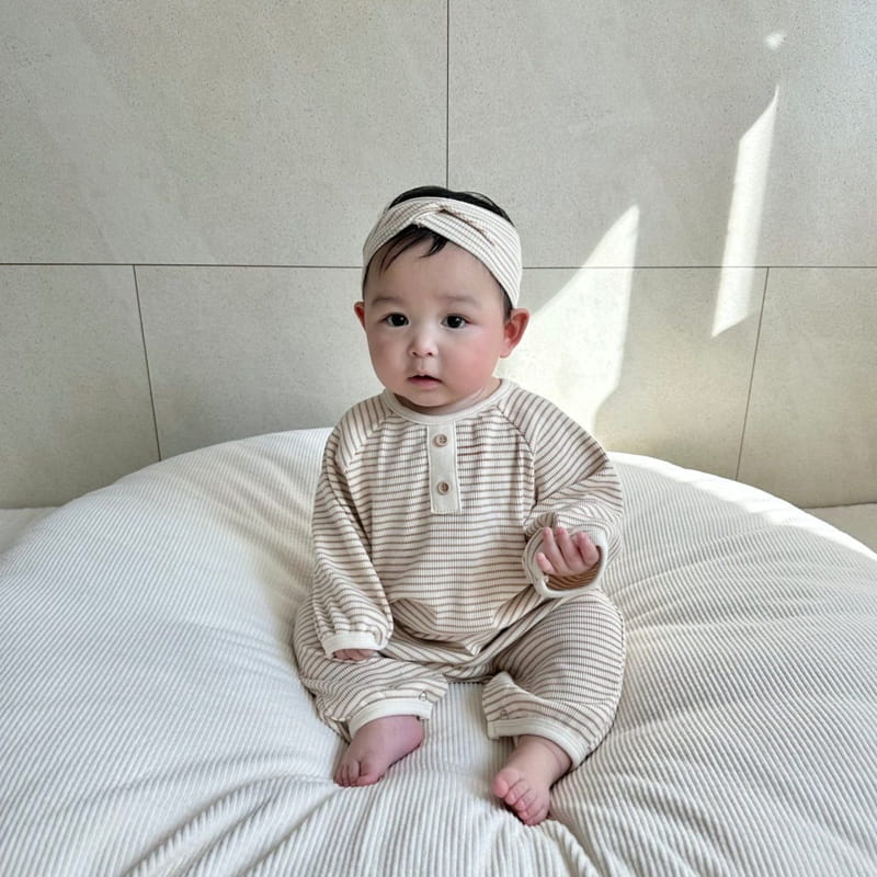 Moran - Korean Children Fashion - #kidsshorts - Button Bodysuit with Hairband - 8