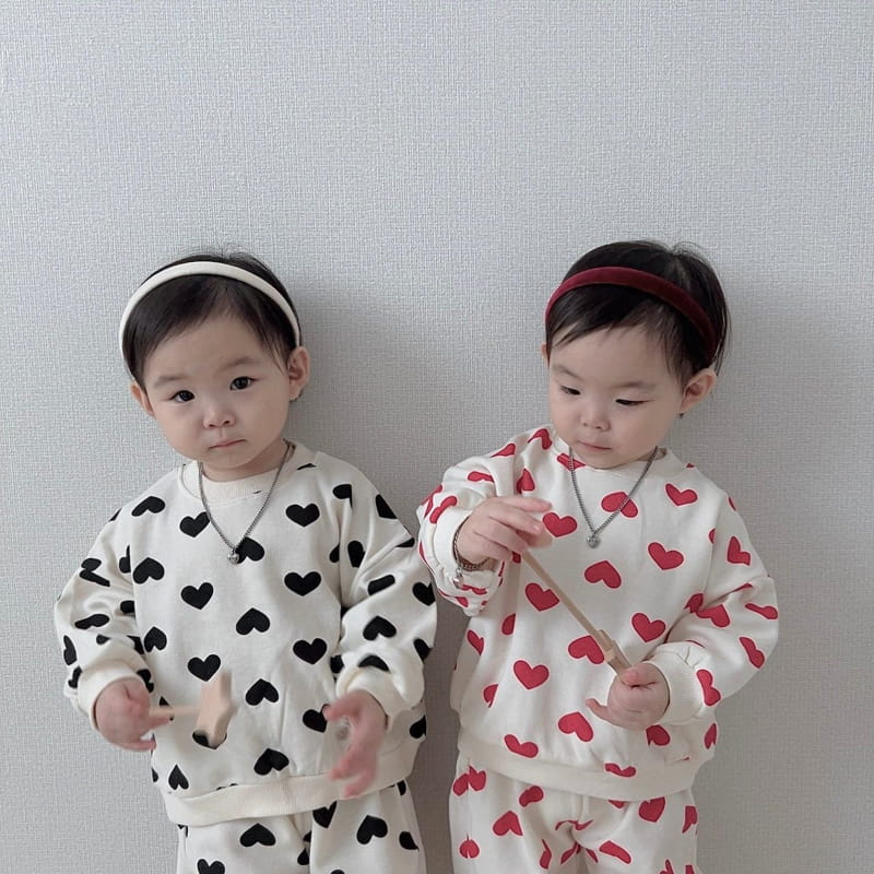 Moran - Korean Children Fashion - #kidsstore - Heart Candy TOP Bottom Set - 10