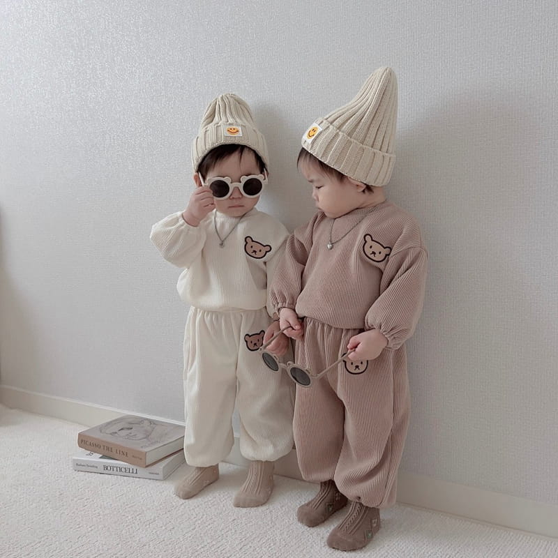 Moran - Korean Children Fashion - #kidzfashiontrend - Knit Bear Top Bottom Set