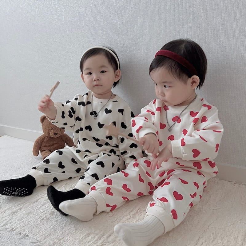 Moran - Korean Children Fashion - #kidzfashiontrend - Heart Candy TOP Bottom Set - 11