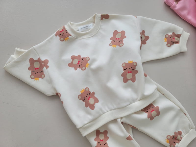 Moran - Korean Children Fashion - #Kfashion4kids - Crown Bear Top Bottom Set - 4