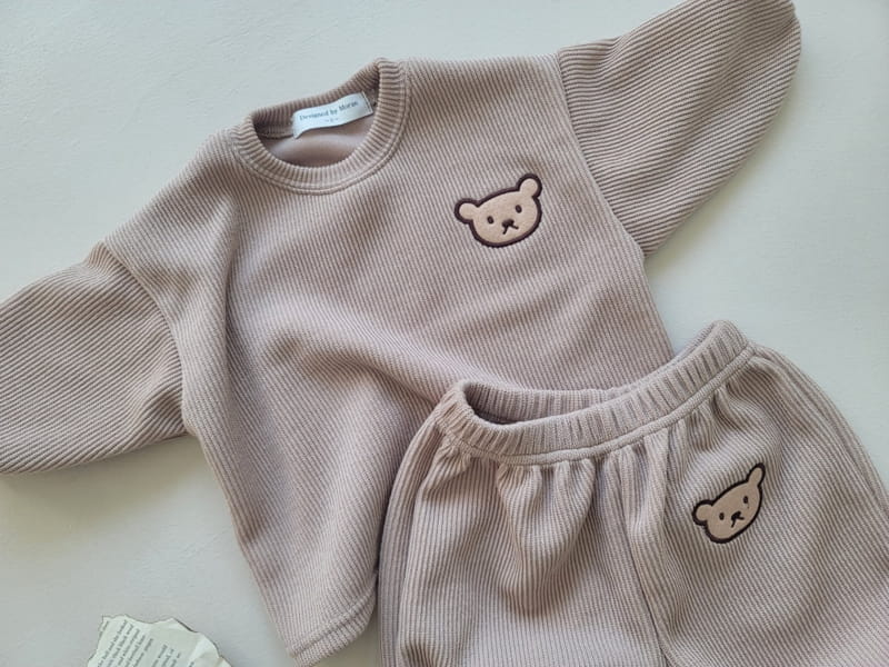 Moran - Korean Children Fashion - #littlefashionista - Knit Bear Top Bottom Set - 3