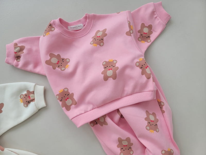 Moran - Korean Children Fashion - #minifashionista - Crown Bear Top Bottom Set - 6