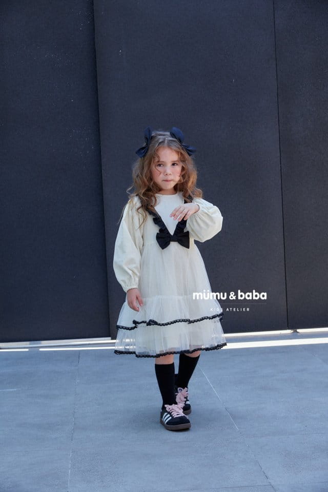 Mumunbaba - Korean Children Fashion - #discoveringself - Hepburn Ribbon One-piece - 8